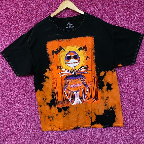 The Nightmare Before Christmas Jack Skellington Pumpkin Dip Dye T-Shirt Large - Picture 3 of 4